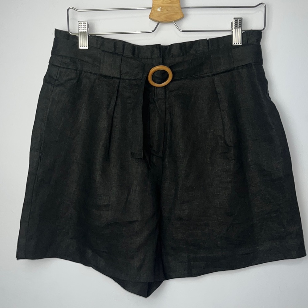 Yerse black linen shorts